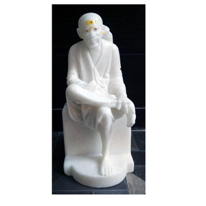 White Marble om Sai Baba Statue - Product Image 1