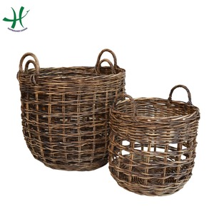 Eco-Friendly <b>Rattan</b> Bamboo <b>Storage</b> <b>Basket</b> with Double Handle From Vietnam Clothing Use - Product Image 1
