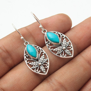 Artistique 925 argent sterling turquoise pierre précieuse boucle d'oreille en gros argent élégant à la recherche de bijoux classiques boucle d'oreille - Product Image 1