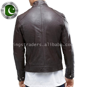 Marrón oscuro toda la temporada de moda personalizado cuerpo corto chaqueta de cuero con bolsillo en el pecho de cuero chaquetas - Product Image 5
