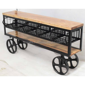 Industrial Vintage Iron Metal Mesh 5 Bin <b>Storage</b> Display Trolley for Home Living Room Hotel Retail Store Shop Mall Side Corner - Product Image 4