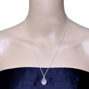 Collar ovalado de Plata de Ley 925 con piedras preciosas de cuarzo rosa Briolette para mujer para bodas - Product Image 3