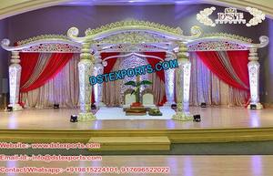 Mandap de mariage en argent Raj Mahal, style Jodha Akbar, mandap de mariage en fibre Jhronka, fabricant de mandaps de mariage, décoration de mariage USA - Product Image 2