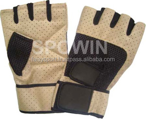 Guantes de Cuero para Levantamiento de Pesas, Medios Dedos, Transpirables, Antideslizantes, para Gimnasio y Ciclismo - Product Image 4