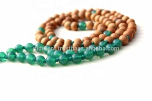 Collar de cuentas de ónix verde con nudo, gemas de Rudraksha, redondas, lisas, 6 Mm, 108, 10122740 - Product Image 6