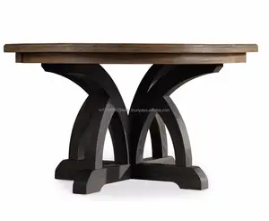 乡村风格的复古风格的实木四保姆轮设计师芒果木制餐桌