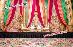 Panneau de fond ovale moderne Jali panneaux de fibre de mariage indien de scène fabricant et exportateur de scène de mariage indien aux États-Unis - Product Image 6