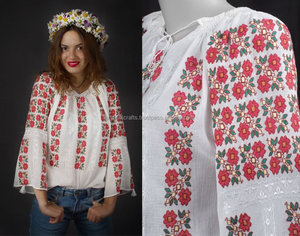 Colección de verano Tops de diseñador Blusa rumana hecha a mano Traje popular Estilo bohemio Top bohemio Blusa de primavera bordada - Product Image 4