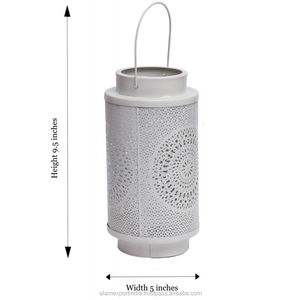 Design unique Vintage nouveauté lanterne en métal blanc fini lanterne suspendue pour intérieur et extérieur décorer décorations Ramdan - Product Image 2