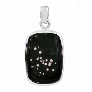 <b>Long</b> Cushion Shape Moss Agate Gemstone 925 Sterling Silver <b>Pendant</b> With Silver Plated Fashionable <b>Pendant</b> for Wedding Gift. - Product Image 1