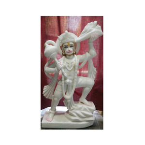 Statue du seigneur Hanuman en marbre blanc pur - Product Image 1