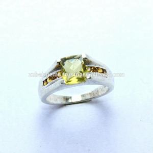 925แหวนเงินธรรมชาติซิทรินมะนาวควอตซ์หินแหวนที่มีคุณภาพสูงผู้ค้าส่งราคา - Product Image 2