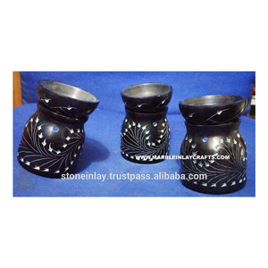 Black Soapstone Carving Aroma Oil Burner - Product Image 1