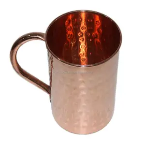 100% AUTHENTIC STRAIGHT SMOOTH COPPER BEER MUGS WITH RIVETED HANDLE..