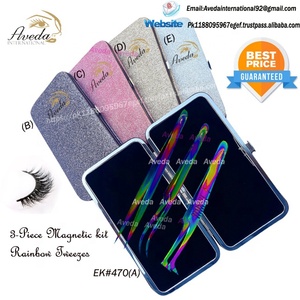 Shinny 3-Piece <b>Magnetic</b> <b>Eyelash</b> Extension Tweezer Kit Rainbow Color Case Pointed Directly Manufactured 1-Piece 2-Piece Tweezers - Product Image 2