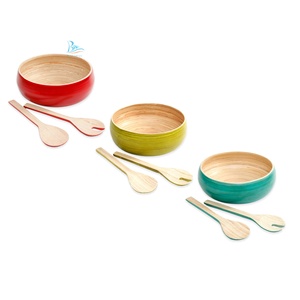 Cuenco de bambú en espiral con pintura brillante, cuenco de bambú para ensalada - Product Image 4