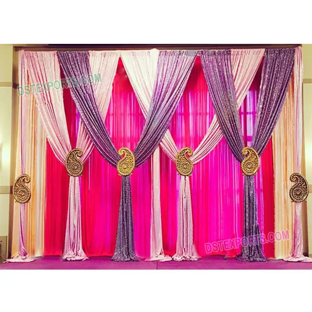 Wedding Backdrop Curtains With Hanging Paisleys Stylish Wedding Stage Back Curtains Stunning Wedding Decorations