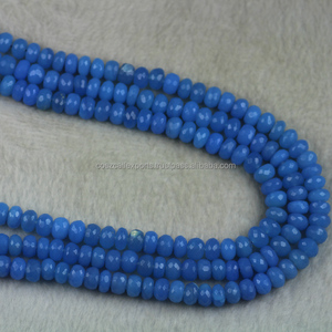 Perles rondes à facettes en calcédoine bleue (rondelle) pour la fabrication de bijoux - Product Image 1