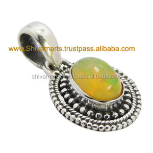 Colgante de piedras preciosas de ópalo etíope de Plata de Ley 925 de último diseñador, colgantes y dijes de joyería fina - Product Image 2