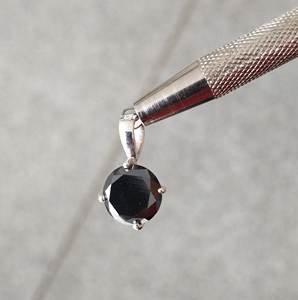 Pendentif Diamant 2.00 Carat Fabriqué en Or Blanc 14k Pendentif Solitaire Diamant Noir Pendentif Halo Diamant Noir Or Massif 14k - Product Image 2