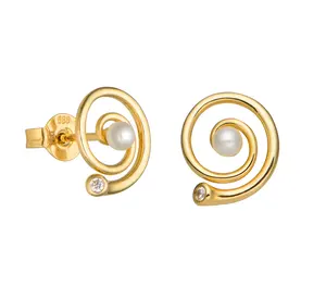 14K Gold wholesale earrings made with triple A Cz and fresh water pearl