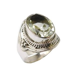 ธรรมชาติสีเขียวอเมทิสต์แฮนด์เมด925แหวนพลอยเงินขายส่งเครื่องประดับสำหรับ Unisex แหวนหมั้นผู้จัดจำหน่ายผู้ส่งออก - Product Image 1