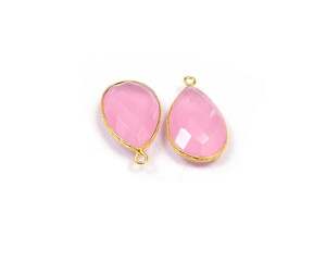 สเตอร์ลิงชุบทองสีชมพูหินควอตซ์ขั้วต่อเหลี่ยมเพชรพลอยประกันตัวเดียวเครื่องประดับทำรูปลูกแพร์ - Product Image 6