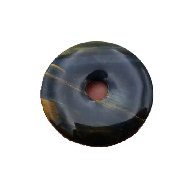 Круглый камень тигровый глаз в форме пончика, натуральные драгоценные камни, Хрустальный пончик, кулон, исцеляющий пончик