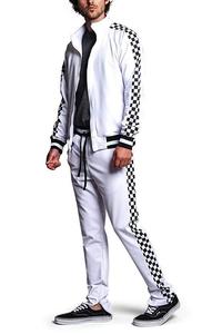 Veste pour hommes à rayures latérales et à fermeture éclair, survêtement à ceinture avec cordon de serrage, costumes de survêtement chauds en polaire, nouvelles combinaisons de fitness - Product Image 3