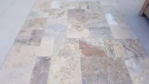 トルコの工場からのScabasTravertineタンブルフレンチパターンセットTravertine Block Noche Travertine Stone Floor Tiles