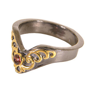 Handmade 925 Sterling Silver V-Shaped Natural <b>Garnet</b> Gemstone <b>Ring</b> Classic Gold Plated Minimal Jewelry for Weddings Parties - Product Image 2