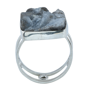 Anillo clásico Chapado en plata de ley 925, piedra preciosa cuadrada sin cortar Druzy, joyería de moda Unisex para fiestas de boda - Product Image 2