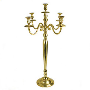 Candelabro de cinco brazos dorado, centro de mesa para fiesta de boda, gran oferta y alta calidad, fabricantes OEM - Product Image 1
