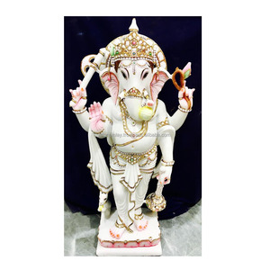 Statue en marbre religieux, statue de dieu Ganesha - Product Image 1