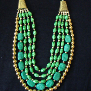 Collar de estilo bohemio con cuentas verdes al por mayor, cadena de hilo con colgante de latón a la moda para bodas, fiestas, aniversarios, regalo - Product Image 1