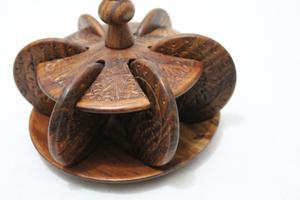 Carved Cup Coasters No Lid Hand Crafted Carving <b>Polish</b> <b>Wooden</b> With Floral Design Gift Set of 6, <b>Wooden</b> Polished Tea Coasters - Product Image 6