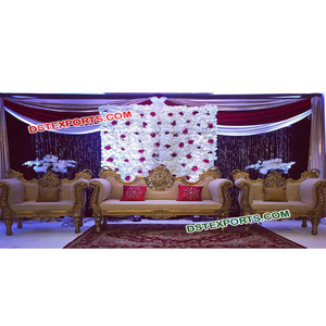 ชุดเฟอร์นิเจอร์งานแต่งงานสไตล์ราชวงศ์อินเดียสีทอง ชุดโซฟางานแต่งงานสไตล์มหาราชา เฟอร์นิเจอร์งานแต่งงานแบบเอเชียล่าสุด เฟอร์นิเจอร์สีทองงานแต่งงานจากแคนาดา - Product Image 1