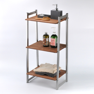 Estante de almacenamiento de baño de madera maciza y metal elegante ecológico en forma de A con revestimiento negro mate de 3 niveles con bandeja para hoteles y apartamentos - Product Image 6