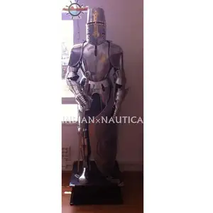 Traje cruzado de caballero Medieval, traje completo de caballero Guerrero en color plateado con calidad prémium - Product Image 1