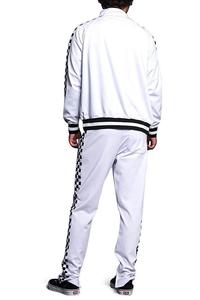 Veste pour hommes à rayures latérales et à fermeture éclair, survêtement à ceinture avec cordon de serrage, costumes de survêtement chauds en polaire, nouvelles combinaisons de fitness - Product Image 2