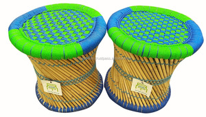 Tabouret pouf en bambou naturel 100% Console incrustée d'os tabouret Portable pour jardin balcon Restaurant salon - Product Image 5