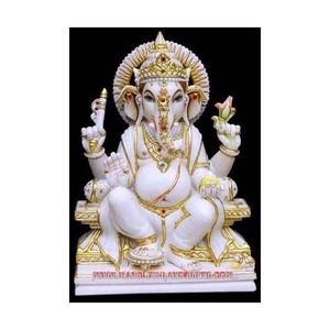 Estatua de Ganesha de mármol blanco - Product Image 1