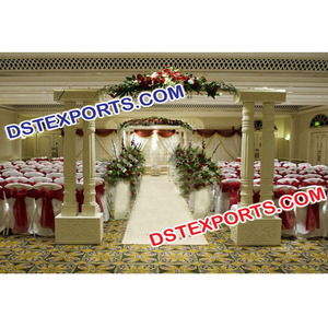 Porte d'entrée blanche en bois sculpté, Double pilier, pour mariage, livraison gratuite - Product Image 1