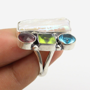 Bague en argent sterling 925 avec pierres précieuses multiples, design unique fait à la main, fabricant de bijoux en argent sterling 925, fournisseur de bijoux personnalisés - Product Image 4