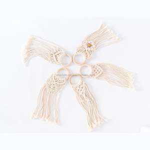 Anneaux de serviette en macramé noués à la main en pur coton durable décoration de table rond de serviette avec différents modèles d'Inde - Product Image 3