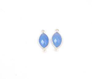 Fornituras de Calcedonia Azul, Forma Marquesa de 9x15mm, Baño de Oro de 18K, Engaste Individual Facetado Hecho a Mano para Joyería - Product Image 3