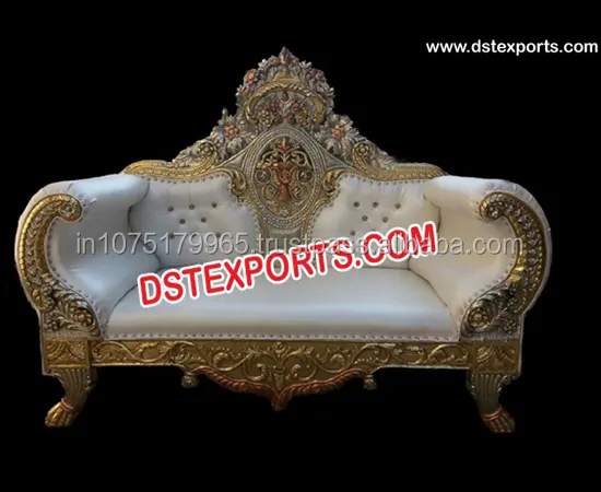 Indiase Bruiloft Maharaja Sofa Aziatische Bruiloften Royal Look Messing Metalen Troon Bruiloft Meubels Fabrikanten