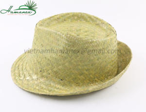 2019 nuevo sombrero de paja de hoja de palma verde Natural paja de rafia bordada sin orificios de ventilación - Product Image 4
