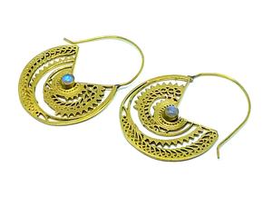 Boucles d'oreilles Antique Gypsy Indian Tribal Ethnic Hoop Dangle Mandala Nouveau Design Style Bohème pour les femmes - Product Image 4