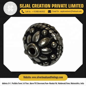 Perles ethniques oxydées en argent sterling 925 perles entretoises rondes et casquettes de perles résultats de bijoux - Product Image 5